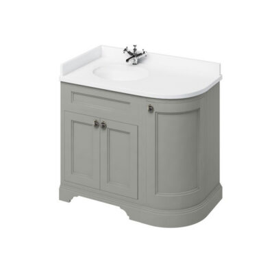 Burlington Freestanding 100 Curved Corner Vanity Unit, LH, Minerva White Top - Image 3