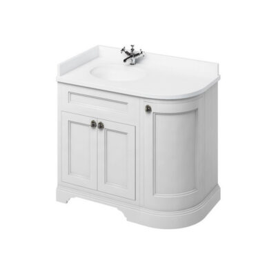 Burlington Freestanding 100 Curved Corner Vanity Unit, LH, Minerva White Top - Image 2