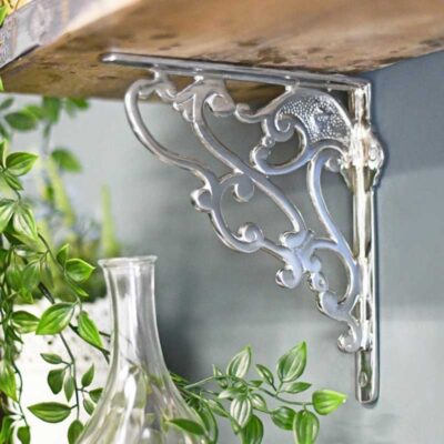 "Art Nouveau" Polished Aluminium Shelf Bracket