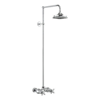 Burlington Eden Thermostatic Exposed Shower Bar Valve Single Outlet with Rigid Riser and Swivel Shower Arm with rose