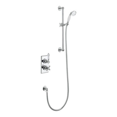 Burlington-Trent-Thermostatic-Single-Outlet-Concealed-Shower-Valve-with-Rail,-Hose-and-Handset