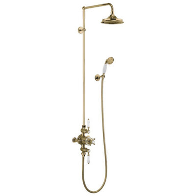 Burlington Avon Thermostatic Exposed Shower Valve Two Outlet, Rigid Riser, Swivel Shower Arm, Handset & Holder with Hose with Rose - Image 2