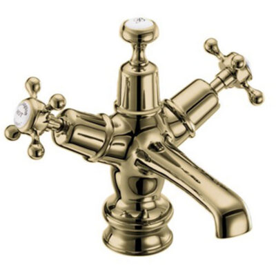 traditional-Claremont-Regent-Basin-Mixer-with-Click-Clack-Waste-gold