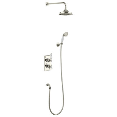 Burlington Trent Thermostatic Two Outlet Concealed Divertor Shower Valve, Fixed Shower Arm, Handset & Holder with Hose with rose - Image 3