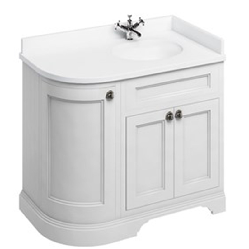 Burlington Freestanding 100 Curved Corner Vanity Unit Minerva White Top Burlington Freestanding 100 Curved, White Vanity Under 100