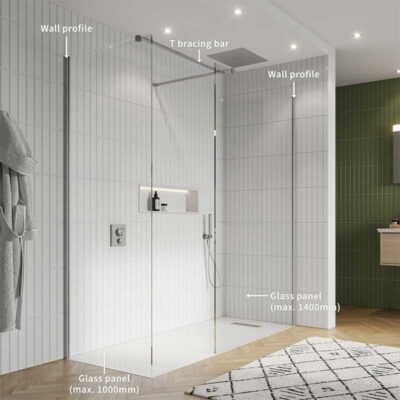 Crosswater 'Gallery 10' Walk in Shower with 2 Glass Panels - Image 4