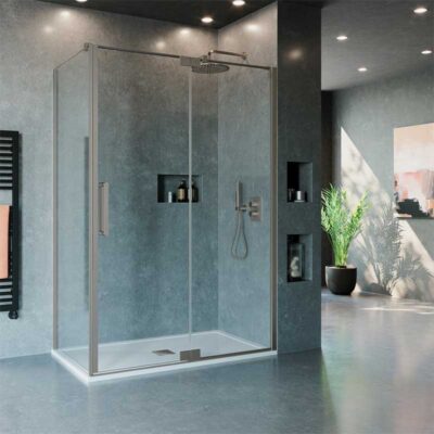 Crosswater 'Optix 10' Pivot Door with Inline Panel and Side Panel - Image 2
