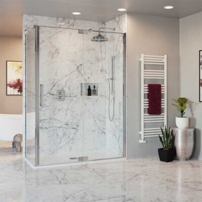 Crosswater 'Optix 10' Pivot Door with Inline Panel and Side Panel - Image 3