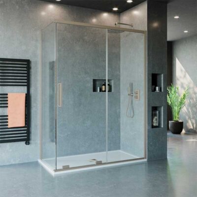 Crosswater 'Optix 10' Single Sliding Door with Side Panel - Image 3