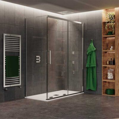 Crosswater 'Optix 10' Single Sliding Door with Side Panel - Image 2