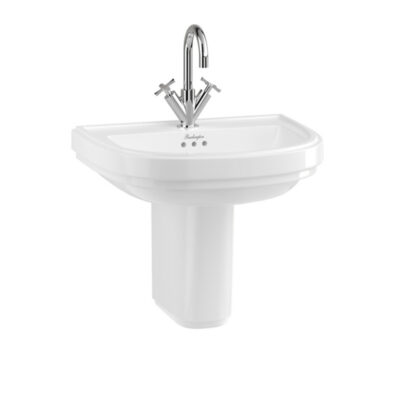 Riviera 580mm D Shape Basin & Semi Pedestal - Image 4