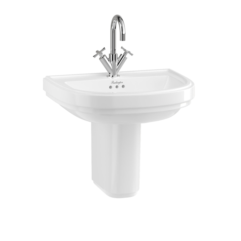 Riviera 580mm D Shape Basin & Semi Pedestal