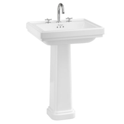 Riviera 580mm Square Basin with Riviera Full Pedestal - Image 2