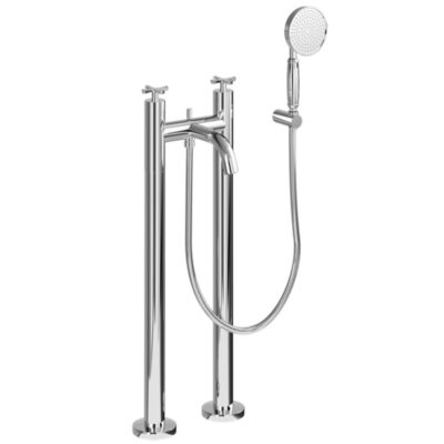 Riviera Bath Shower Mixer with Handset & Hose kit on Stand Pipes - Image 2