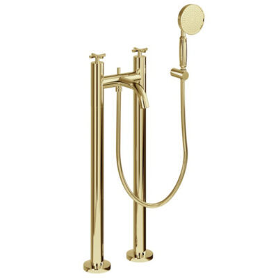 traditional-Riviera-Bath-Shower-Mixer-with-Handset-Hose-kit-on-Stand-Pipes-gold