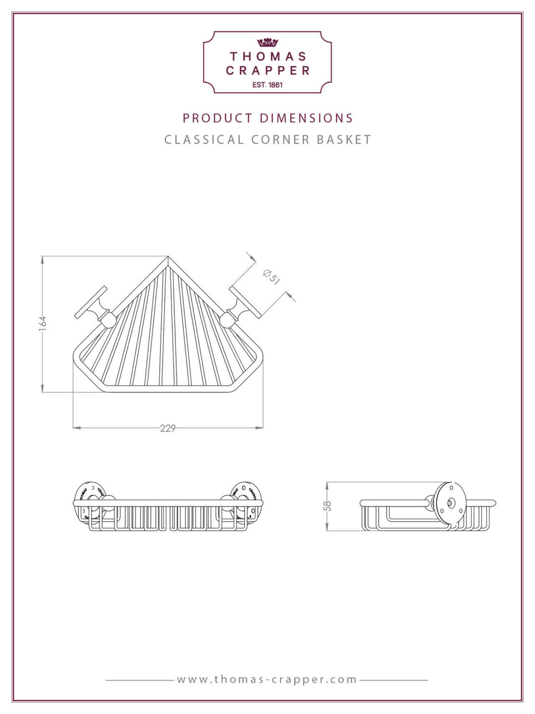 corner basket thomas crapper classical