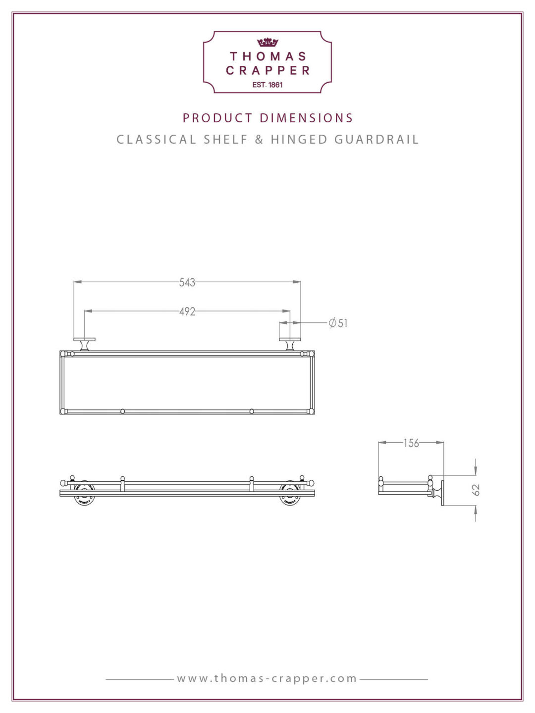 shelf and hinged guardrail thomas crapper classical