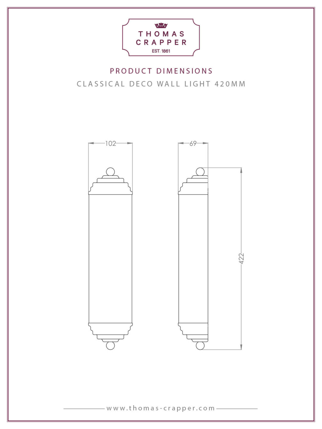 deco wall light thomas crapper classical