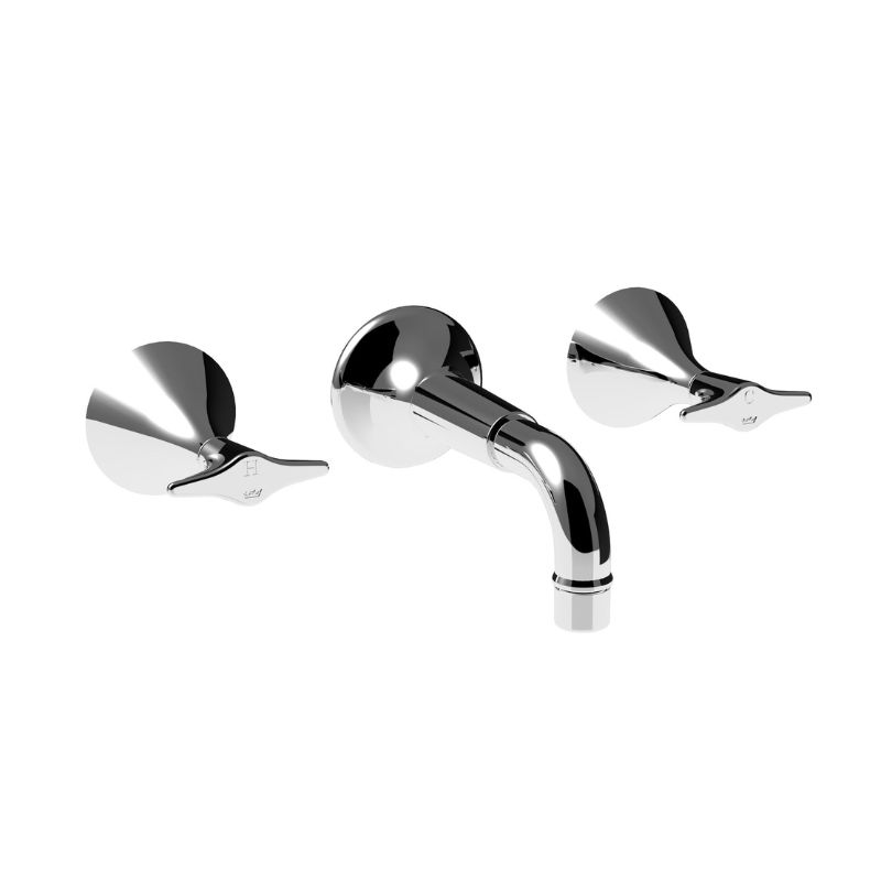 Thomas Crapper Spitfire Three Tap-hole Wall Mounted Basin Mixer