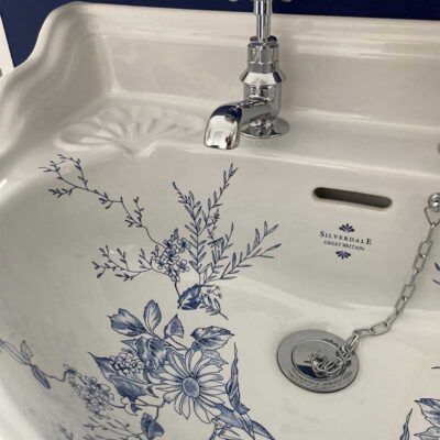 Victorian Blue Floral Cloakroom Basin - Image 3