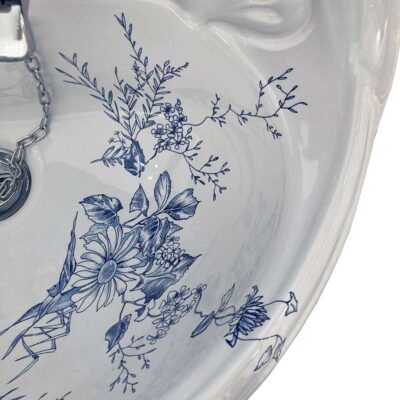 Victorian Blue Floral Cloakroom Basin - Image 4