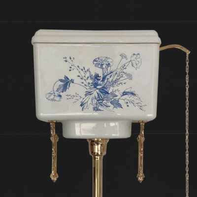 Victorian Blue Floral High-Level Toilet - Image 4