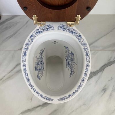 Victorian Blue Floral High-Level Toilet - Image 9