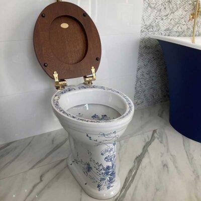 Victorian Blue Floral High-Level Toilet - Image 8