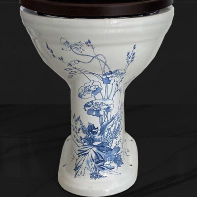 Victorian Blue Floral High-Level Toilet - Image 5