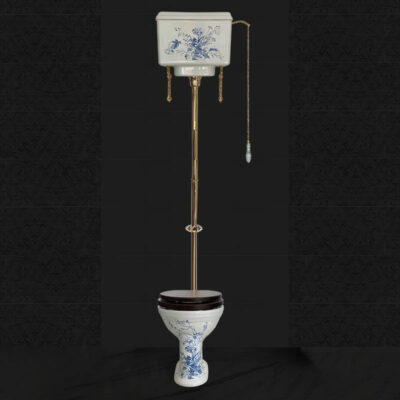 Victorian Blue Floral High-Level Toilet