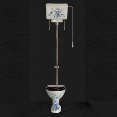 Victorian-Blue-Floral-High-Level-Toilet-Nickel