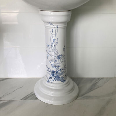 Victorian Blue Floral Large Basin and Pedestal - Image 5