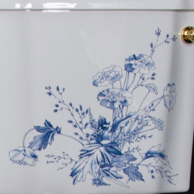 Victorian Blue Floral Close Coupled Toilet - Image 5