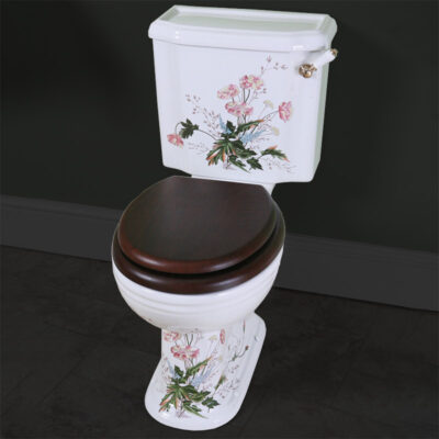 Traditional Victorian Garden Floral Decorated Close Coupled Toilet