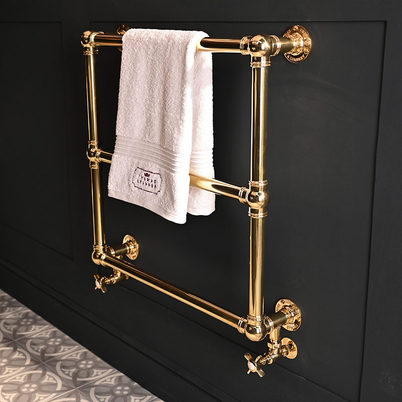 Thomas Crapper wall mounted ladder rail in polished brass