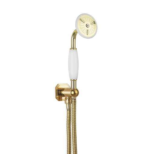Belgravia-Shower-Handset,-Wall-Outlet-&-Hose---antique-gold