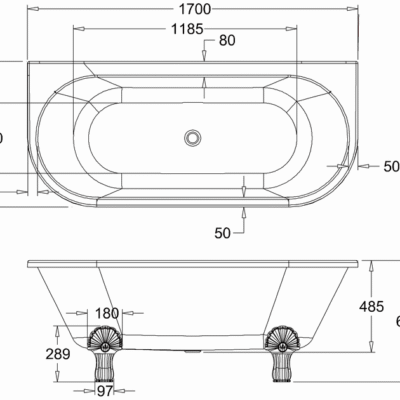 Burlington Avantgarde Back-to-wall 170cm Traditional Bath - Image 13