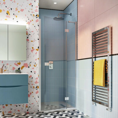 crosswater design 8 hinged shower door and inline panel