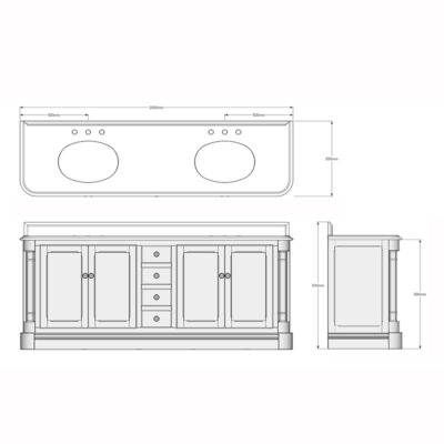 Foresters 2 Meter Double Vanity & Green Quartz Top