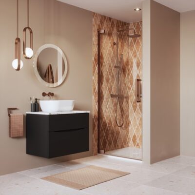 Crosswater Asura 8mm Hinged Door - Brushed Bronze