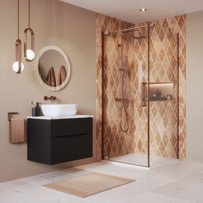 Crosswater Asura 8mm Hinged Door with Side Panel - Brushed Bronze