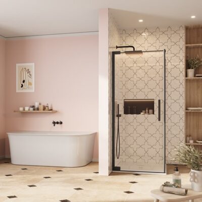 Crosswater Asura 8mm Hinged Door with Side Panel - Matt Black