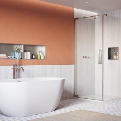 Crosswater Asura 8mm Hinged Door with Side Panel - Polished Stainless