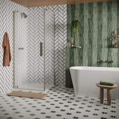 Crosswater Asura 8mm Hinged Door with Side Panel - Stainless Steel