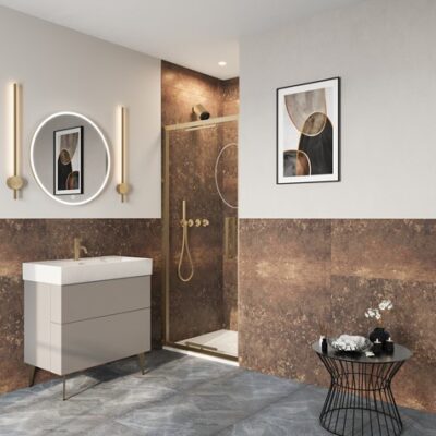 Asura 8mm Infold Door - Brushed Brass