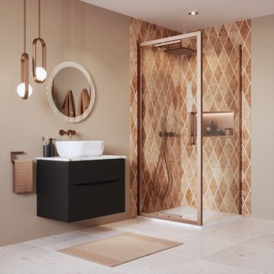 Crosswater Asura 8mm Infold Door with Side Panel - Brushed Bronze