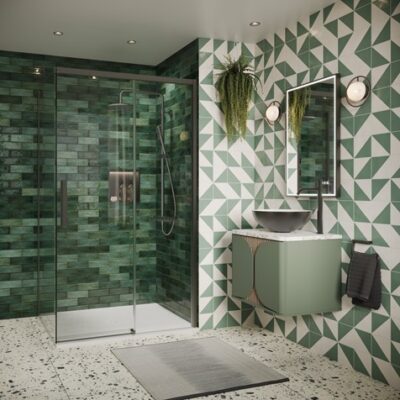 Crosswater Asura 8mm Sliding Door with Side Panel - Slate