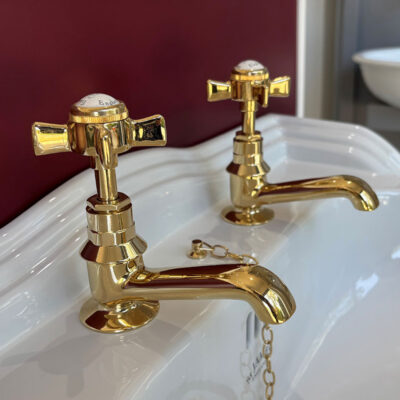 St James Antique Gold Pair Basin Taps - Image 3