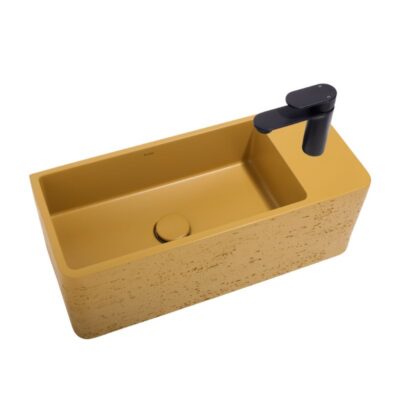 Krete Galini Concrete Basin - Mustard Yellow