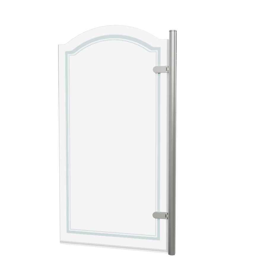 Burlington Classique Curved Hinge Bath Screen - Brushed Nickel